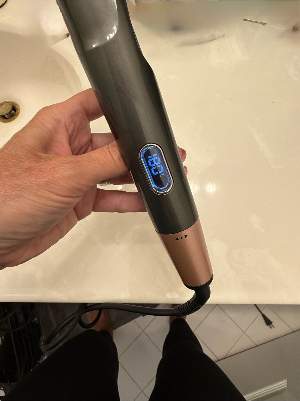 2-in-1 Hair Straightener & Curler Digital Flat Iron Rose Gold Gray Model 606
